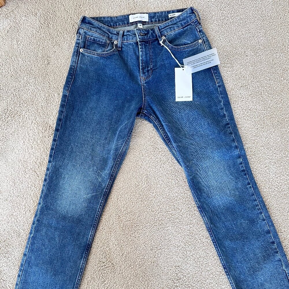 NWT Dear John Straight Leg Jeans in Medium Washed Blue Denim - Size 28US